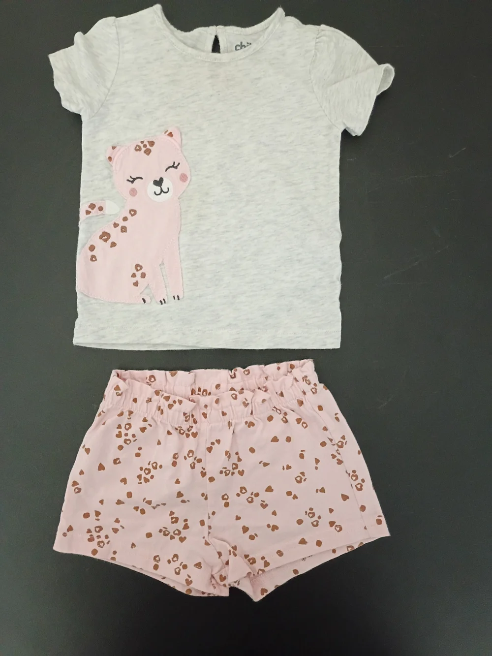 Child of Mine by Carter’s Baby Girl 2-Piece Short Set - Pink Leopard Cat Graphic